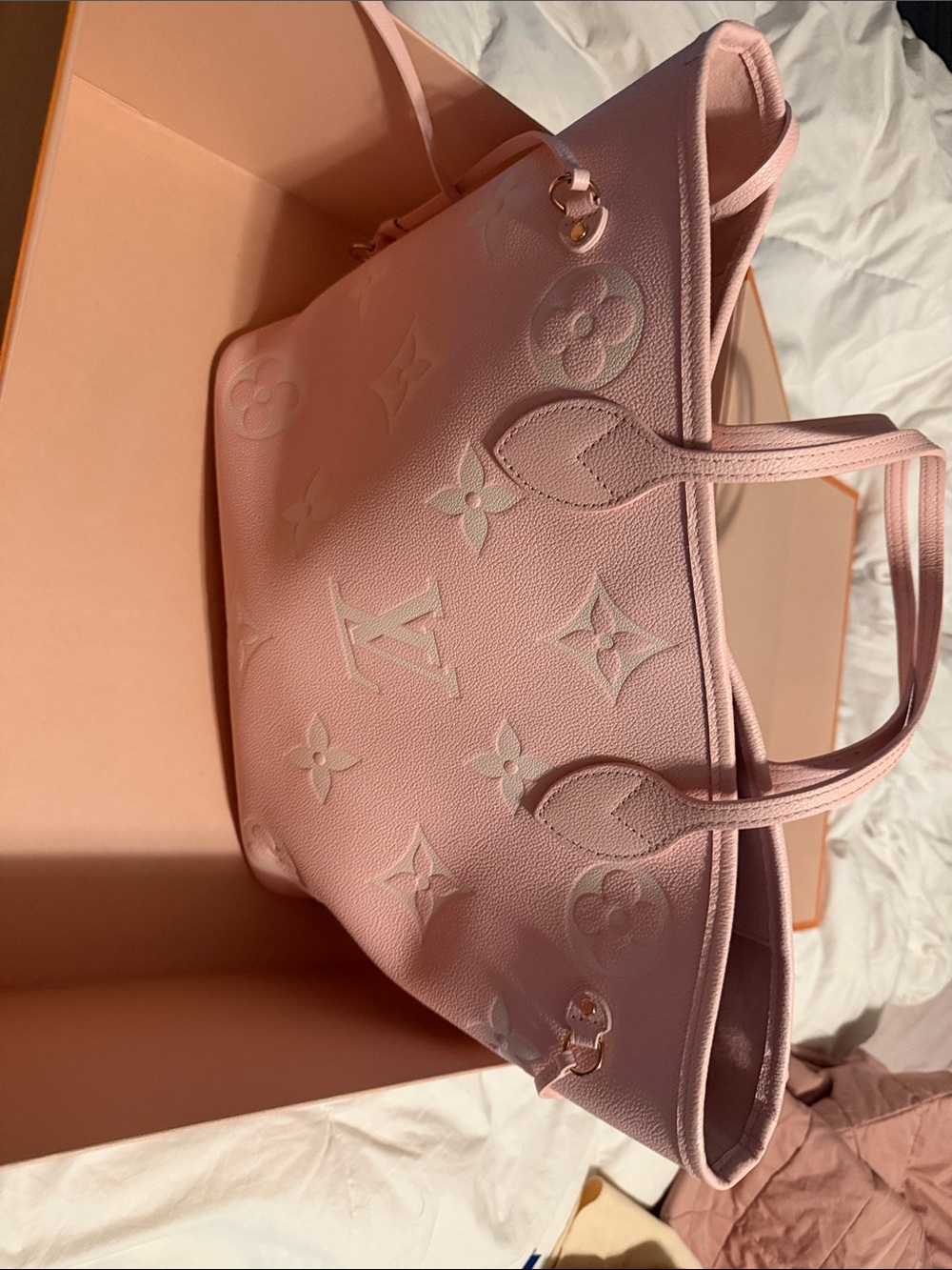 Louis Vuitton Blush Pink Embossed Monogram Tote
